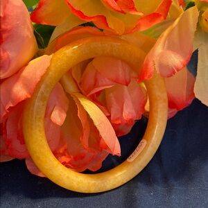Vizza Yellow and Orange Genuine Jade Bangle Bracelet